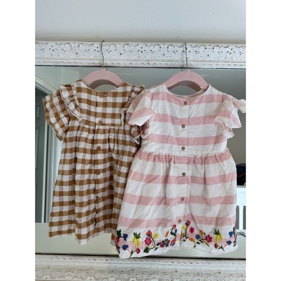 Zara Toddler Girl’s Size 2/3 Bundle of 2 Dresses Gingham Floral Embroidered - Picture 5 of 6